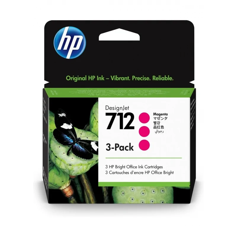 Tinta HP 712 29 ml 3pack Magenta (3ED78A) | Tienda NYSI
